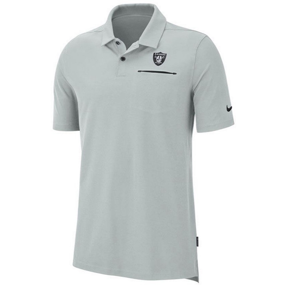 Nike NFL Dri Fit On Field Gray Las Vegas Raiders Polo Short Sleeve Shirt
